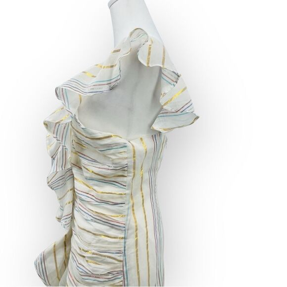 Anthropologie Tularosa Brittany Striped Ruffle Mini Dress in Marshmallow M NWT - Picture 7 of 13